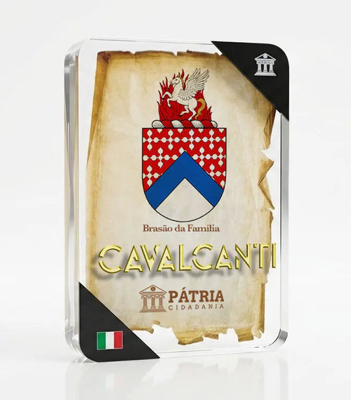 Brasão da Família Cavalcanti Acrílico 3D 10x14,5x1,5 Pátria Cidadania