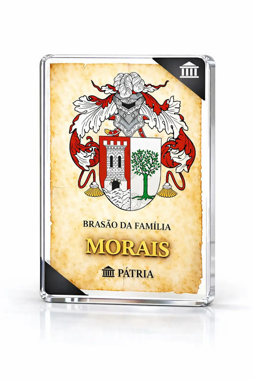 Brasão da Família Morais Acrílico 3D 10x14,5x1,5 Pátria Cidadania