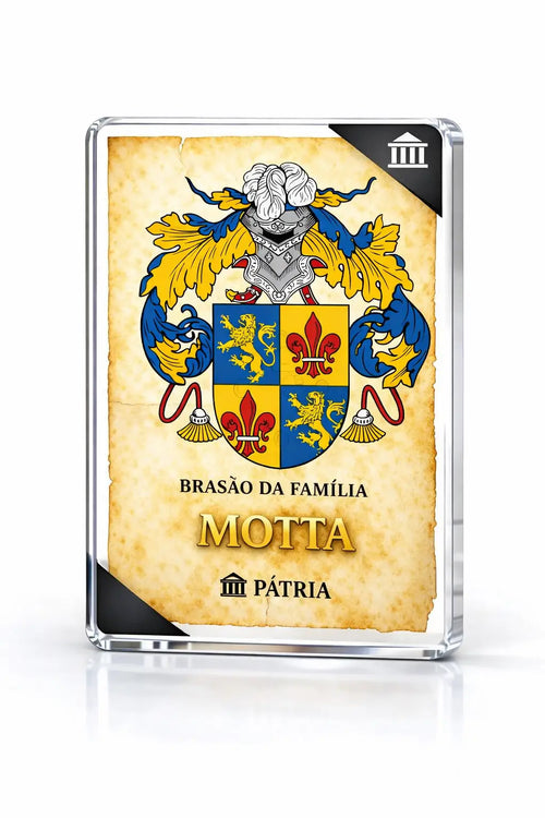 Brasão da Família Motta Acrílico 3D 10x14,5x1,5 Pátria Cidadania